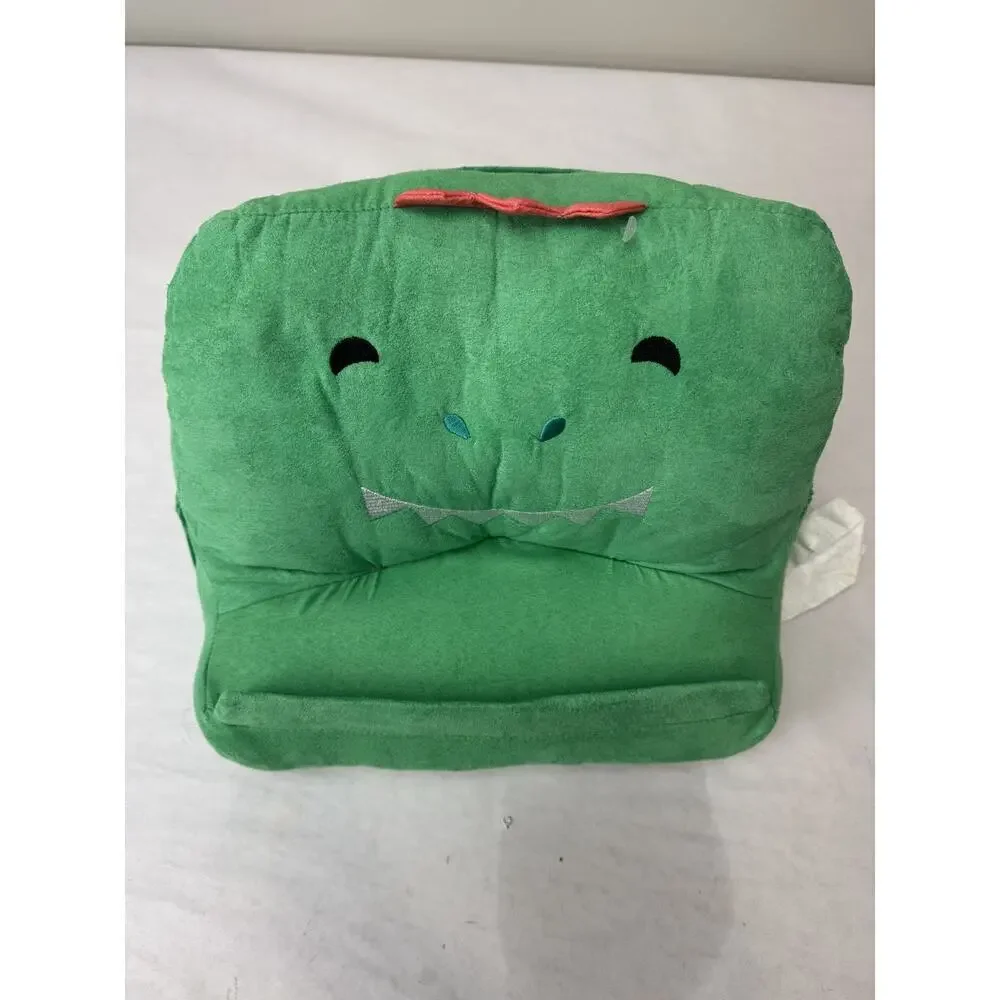 Pillowfort Plush Book iPad Tablet Holder Pillow Weighted Green Dinosaur Pockets